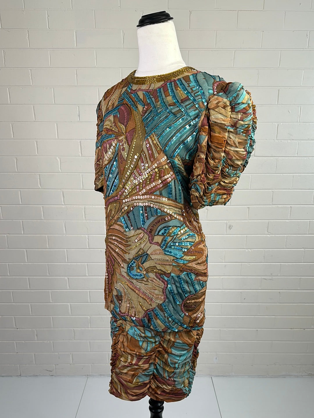 Judith Ann Creations | New York | vintage 80's | dress | size 8 | knee length | 100% silk