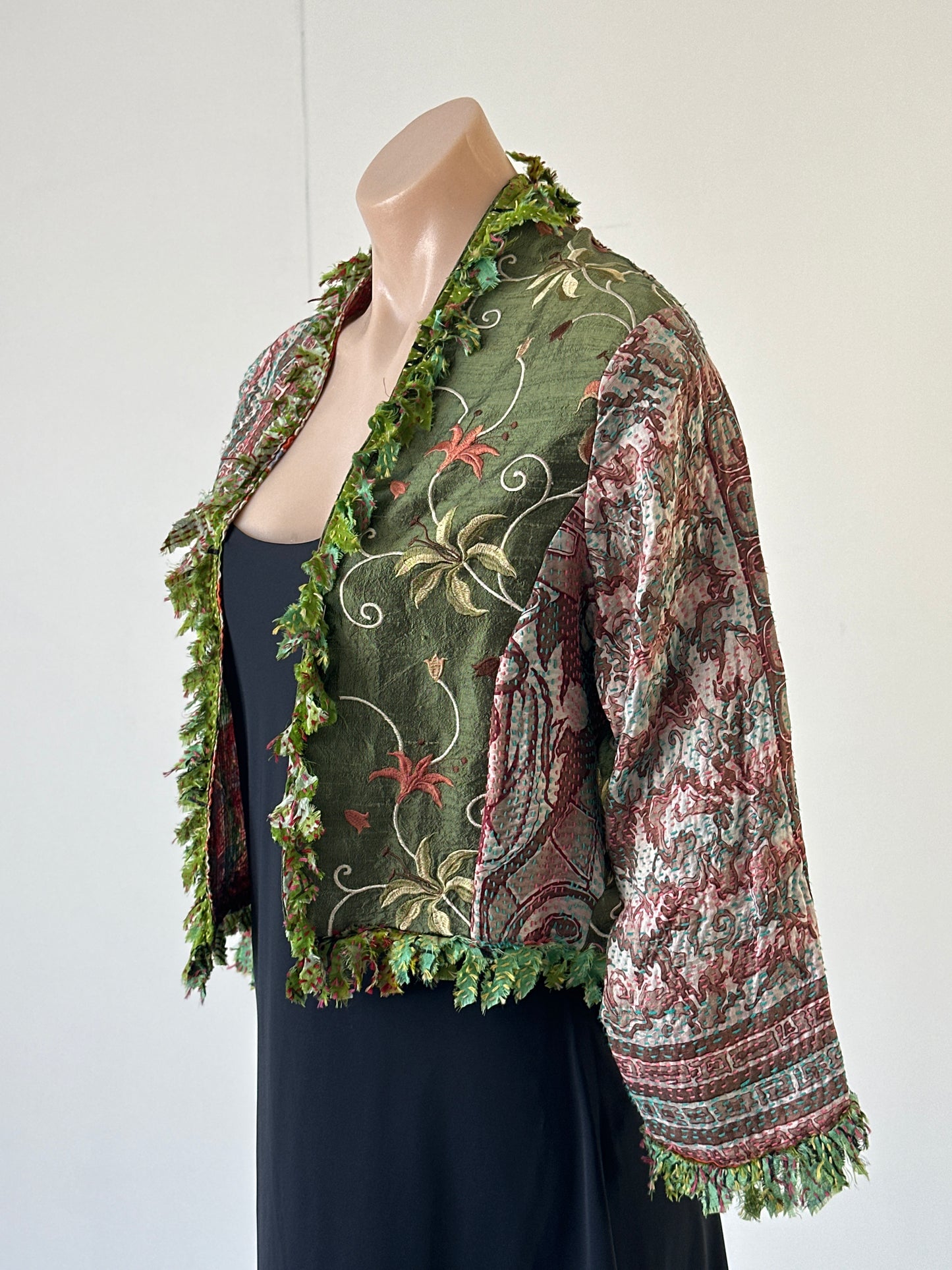 Silver Cocoonz | jacket | size 10 | open front | 100% silk | hand made in Australia 🇦🇺