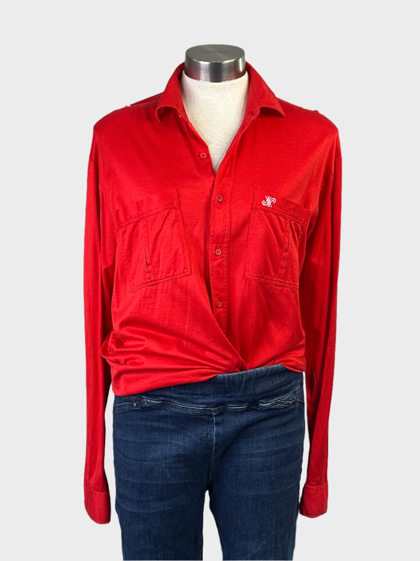 Jaeger | London | vintage 70's | shirt | size 12 | long sleeve | 100% cotton | made in Italy