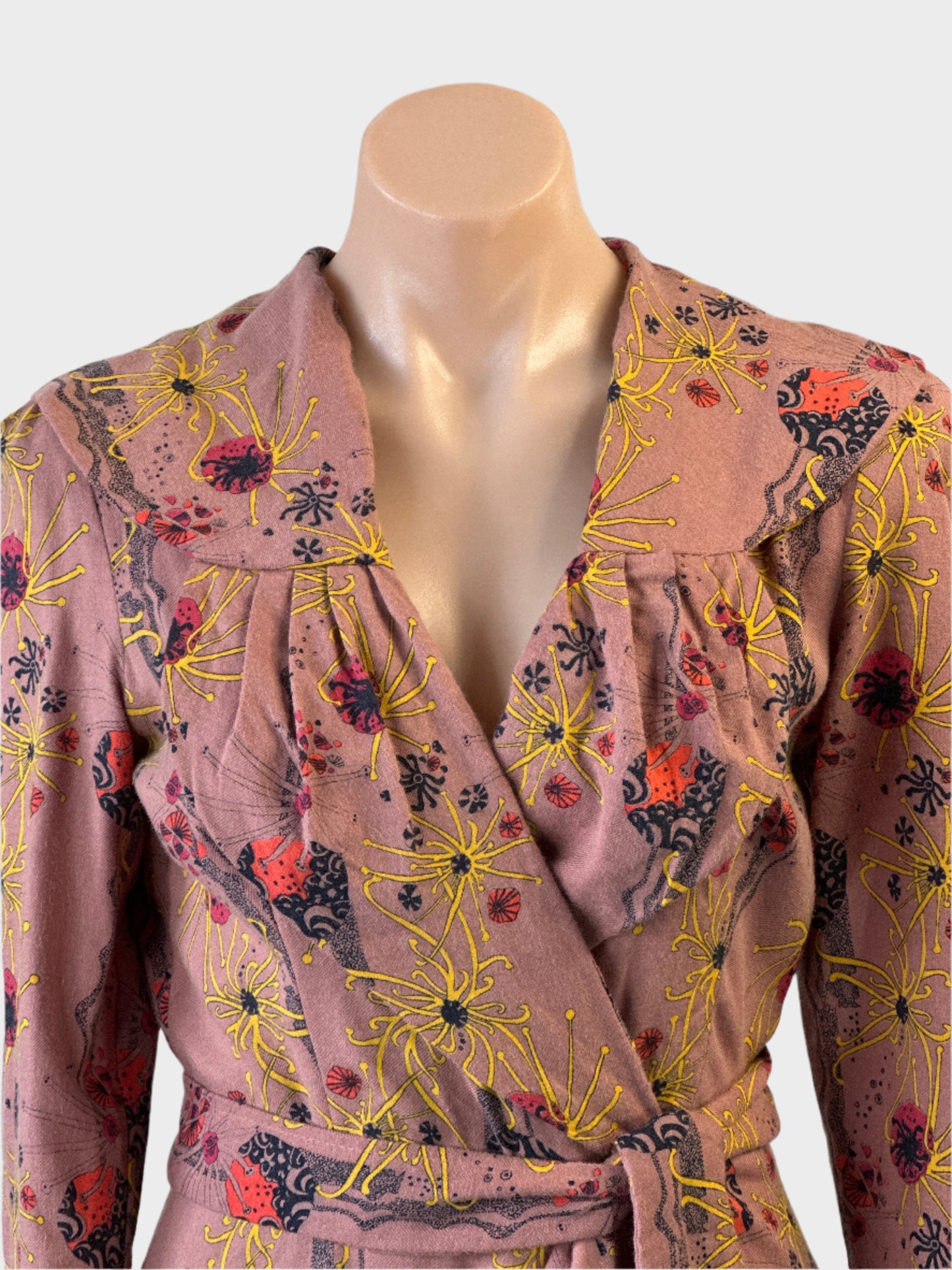Merivale | rare vintage 70's | dress | size 12 | midi length | cotton wool blend