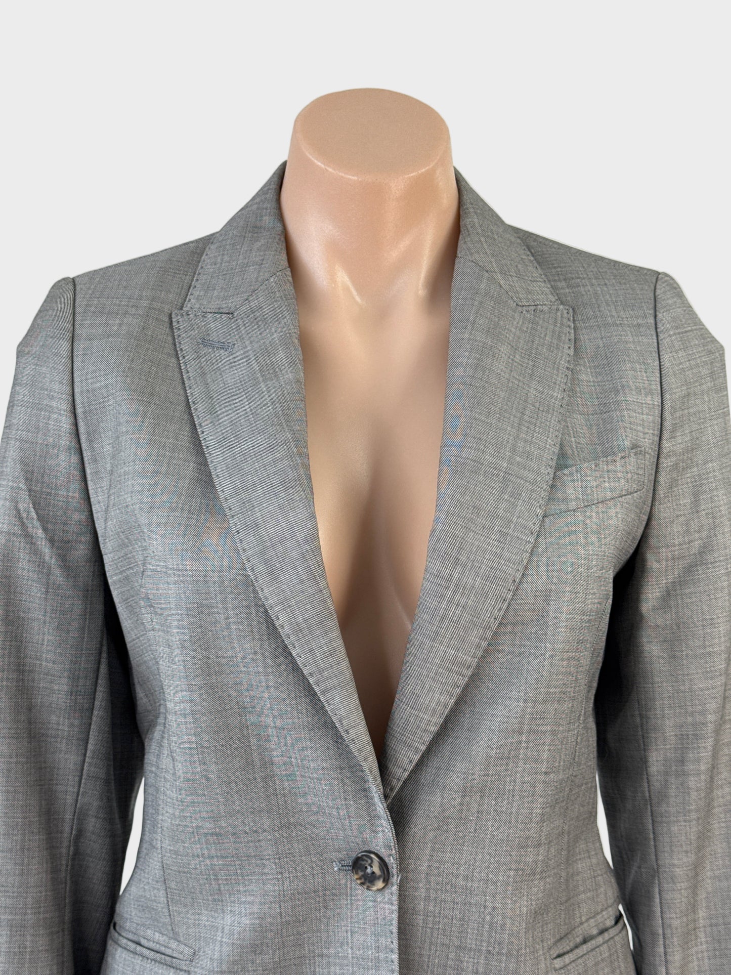 Herringbone | jacket | size 8 | single breasted | 100% wool