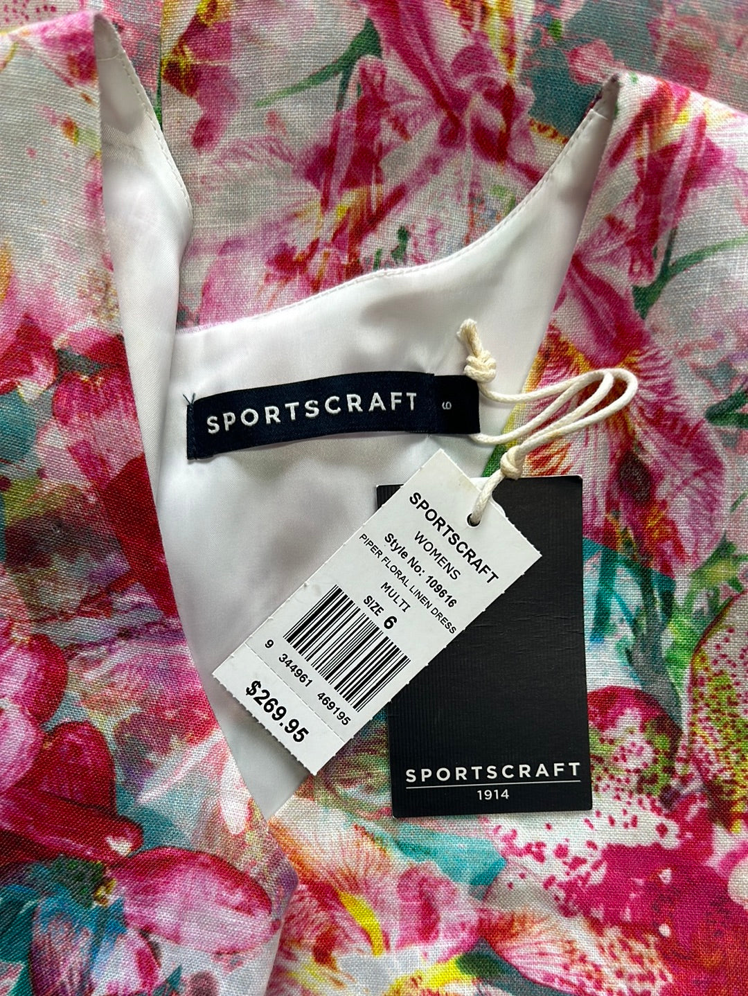Sportscraft | dress | size 6 | knee length | 100% linen | new with tags