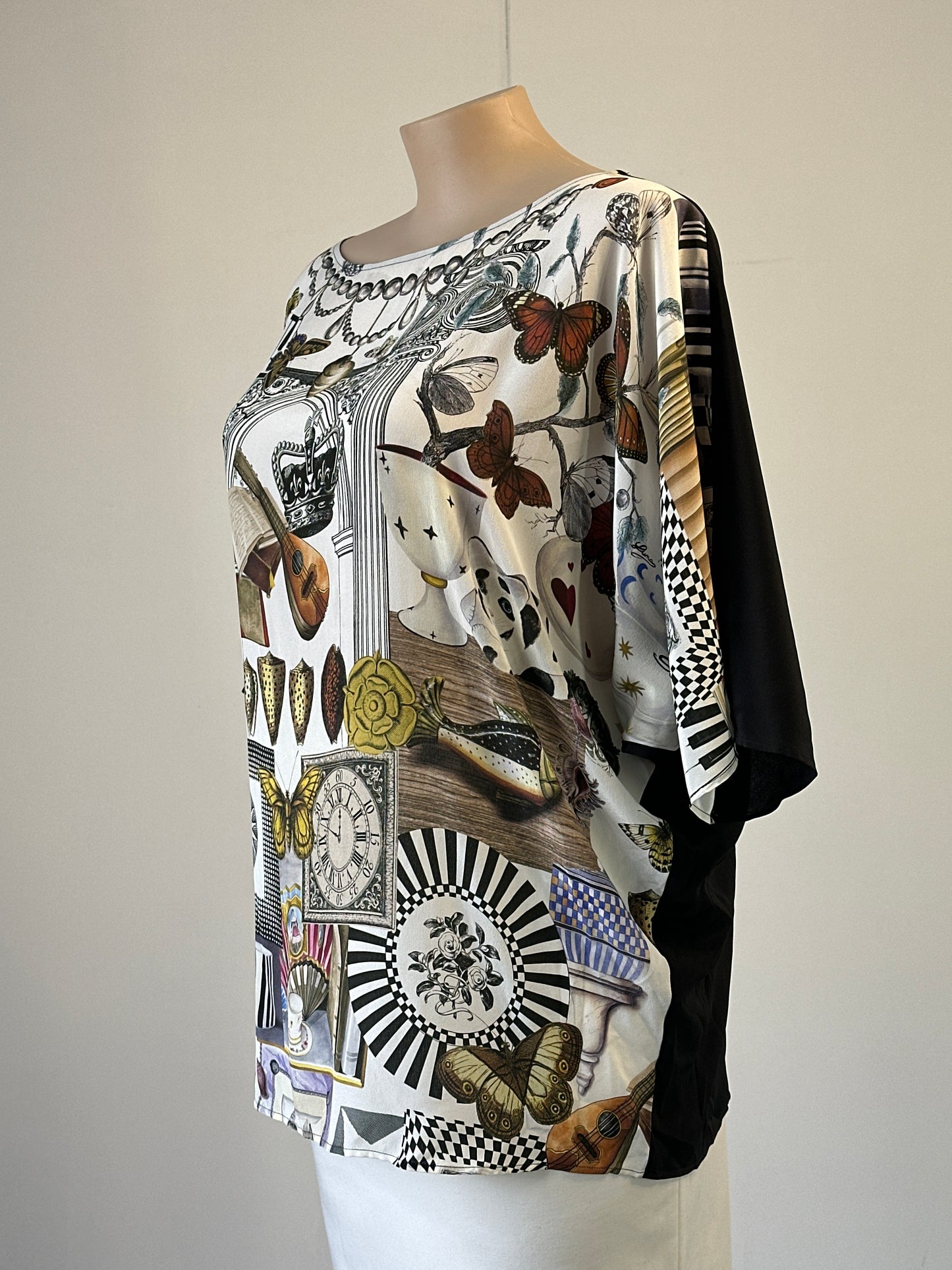 Marina Rinaldi | Italy | top | size 18 | elbow sleeve | 100% silk | new with tags