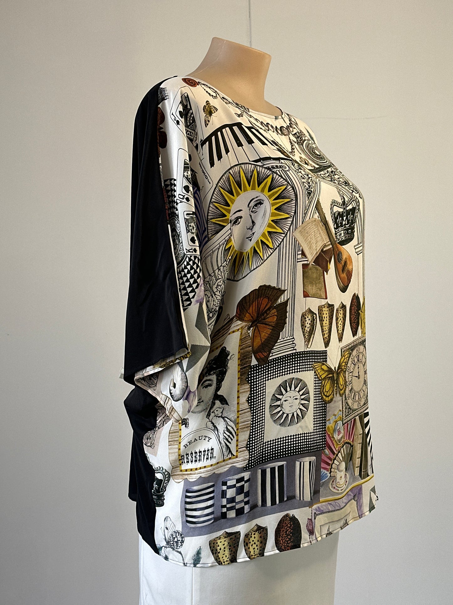 Marina Rinaldi | Italy | top | size 18 | elbow sleeve | 100% silk | new with tags