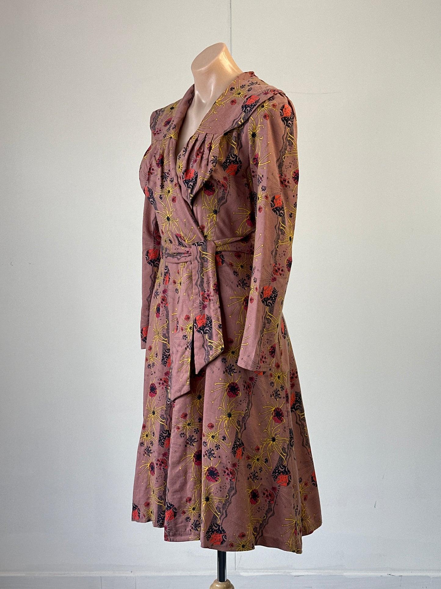 Merivale | rare vintage 70's | dress | size 12 | midi length | cotton wool blend