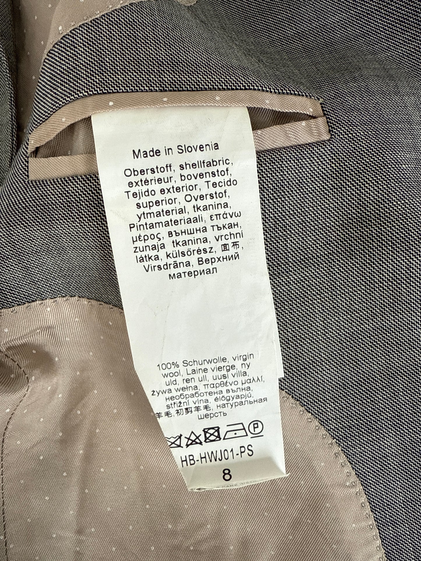 Herringbone | jacket | size 8 | single breasted | 100% wool