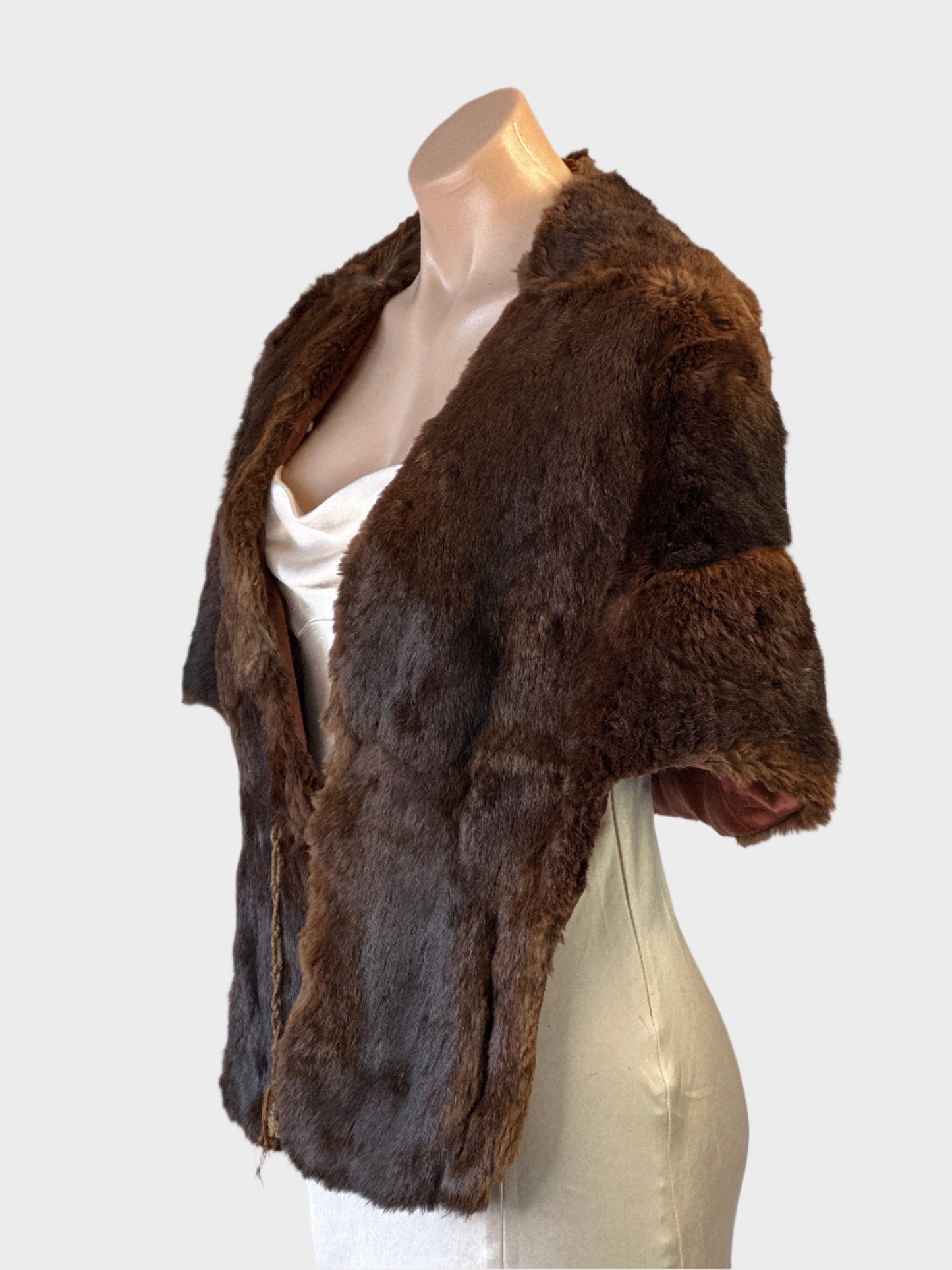 No label | vintage 30's | fur stole | one size | tie front
