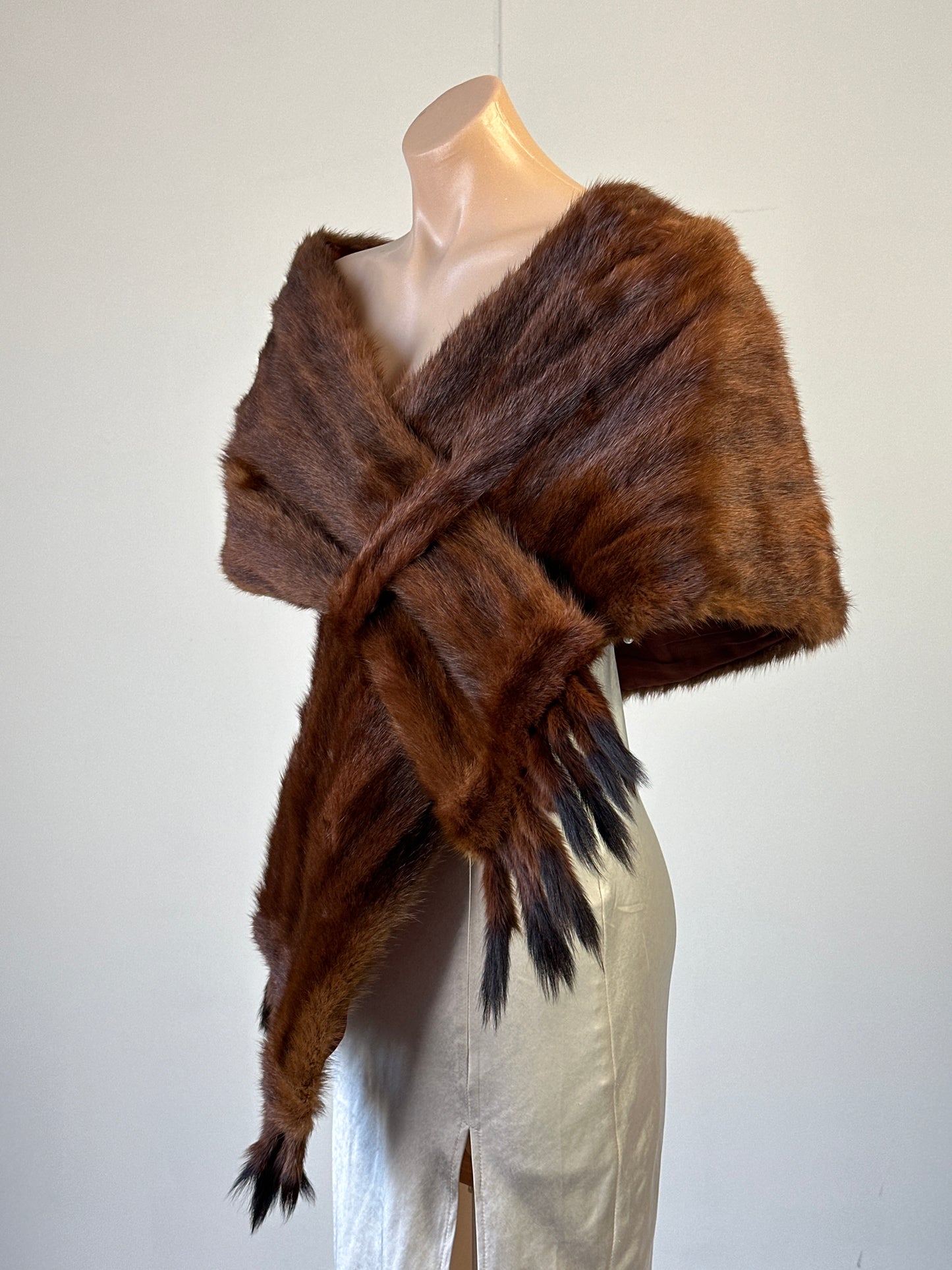No label | vintage 30's | fur stole | one size | wrap front