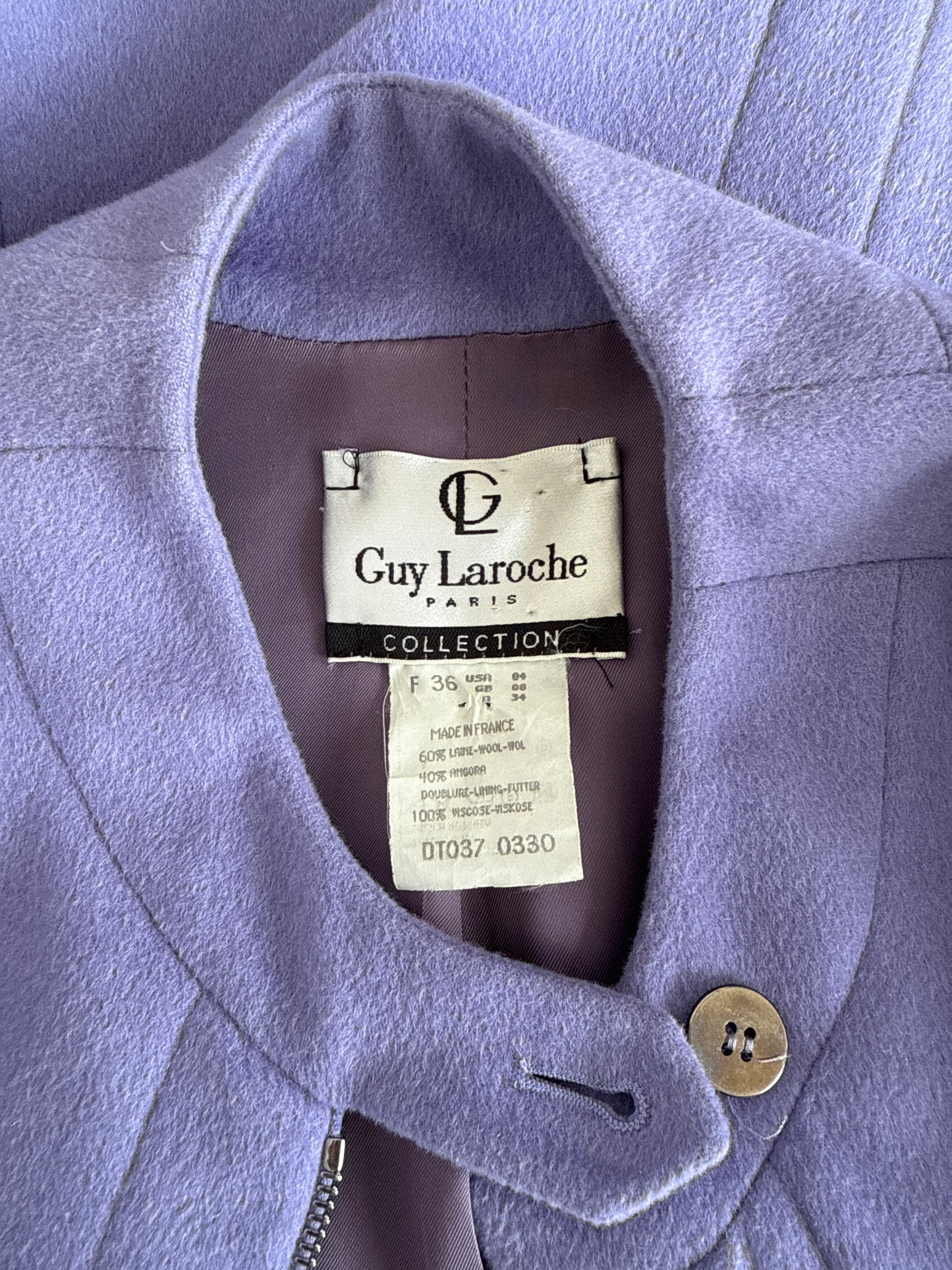 Guy Laroche | Paris | skirt & jacket set | size 8 | knee length | wool angora blend | made in France