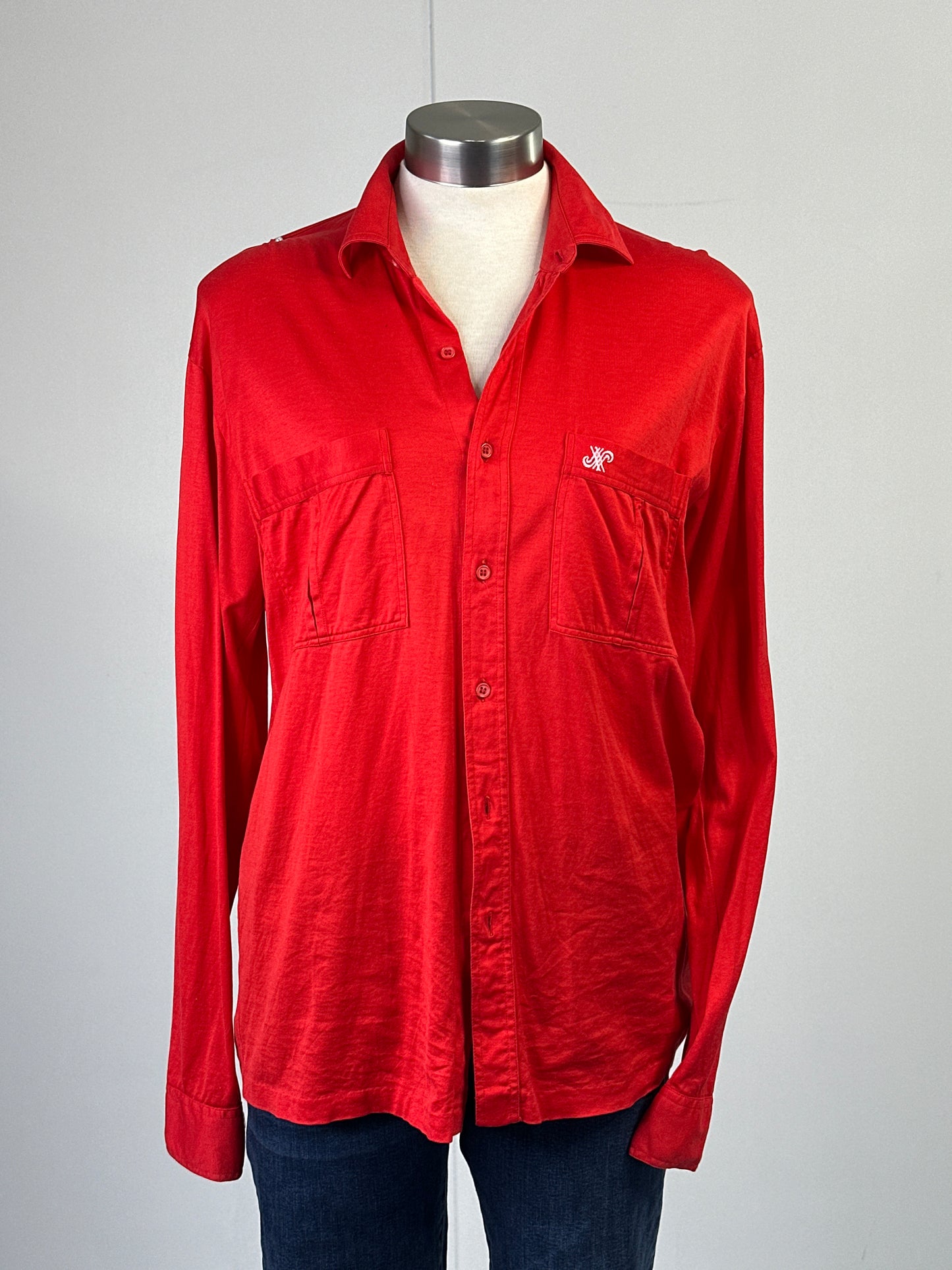 Jaeger | London | vintage 70's | shirt | size 12 | long sleeve | 100% cotton | made in Italy