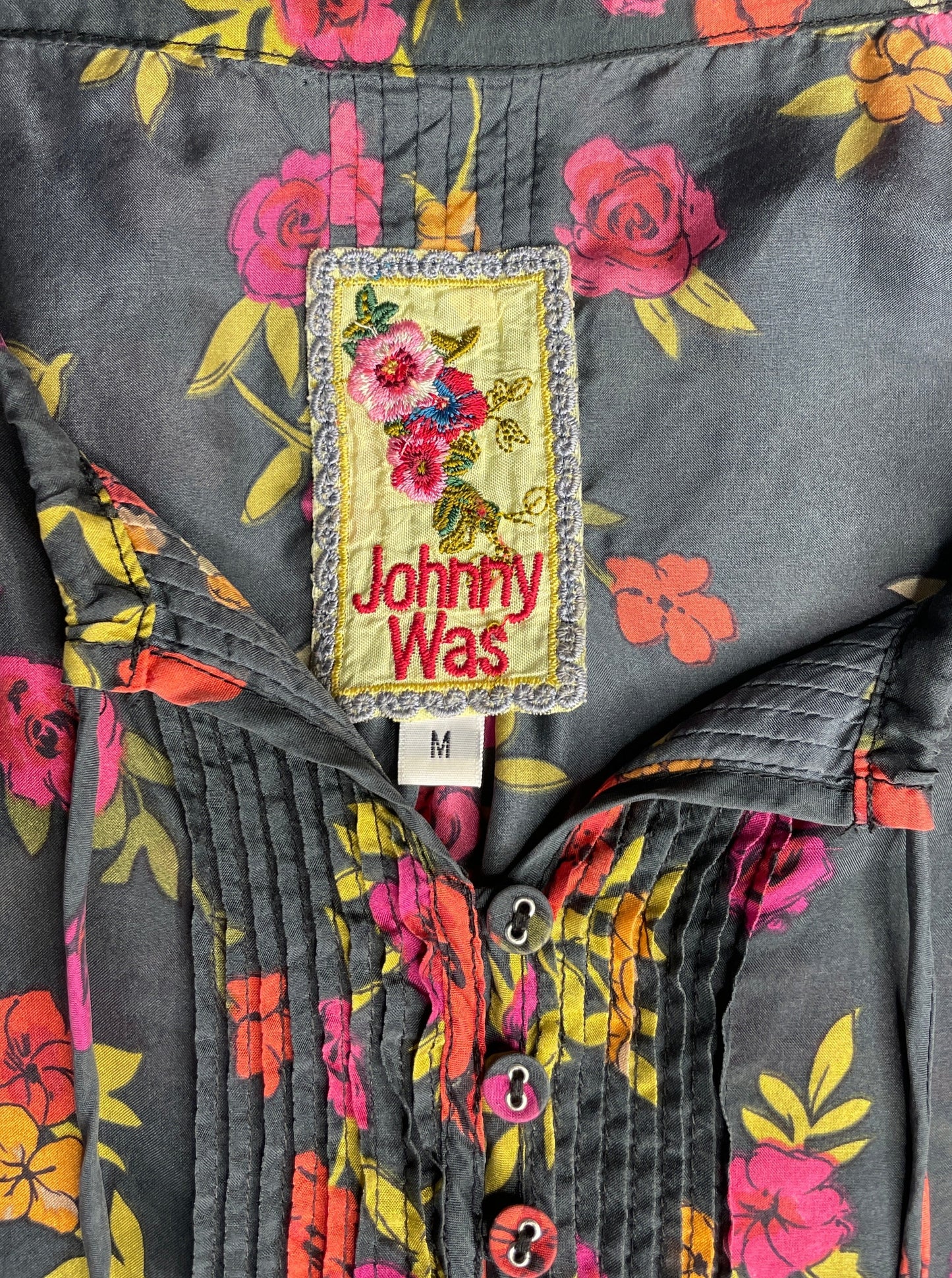 Johnny Was | Los Angeles | dress | size 14 | knee length | 100% silk | made in the USA