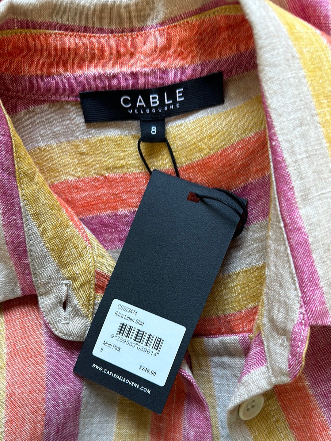Cable | shirt | size 8 | sleeve | 100% linen | new with tags | made in Australia 🇦🇺