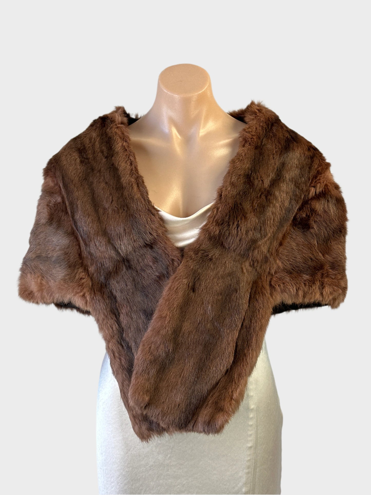 Levy Furs vintage 50’s fur stole with sculpted shoulders, concealed pockets and wrap front for formal or evening wear