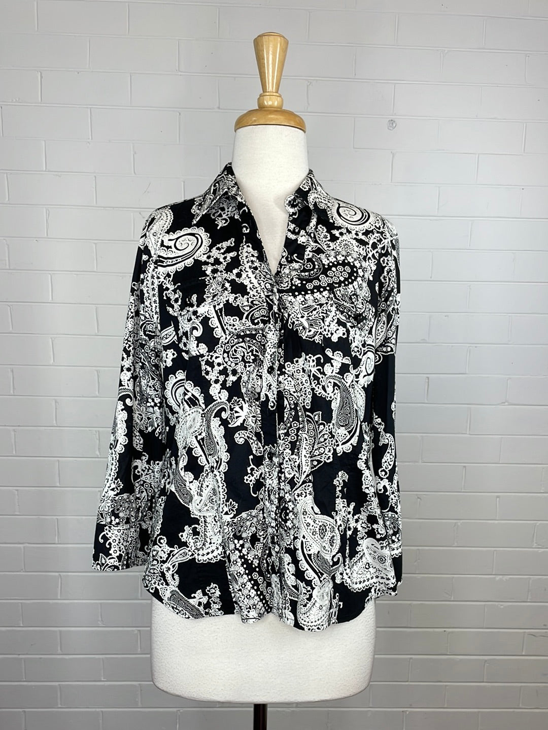 Kookai women's long sleeve black button front shirt blouse career