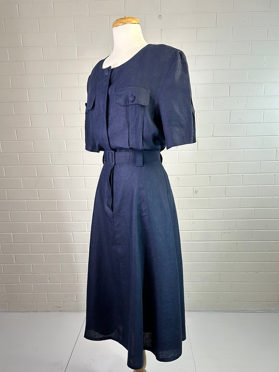 Blooms | Vintage 80's | dress | size 14 | maxi length | 100% linen