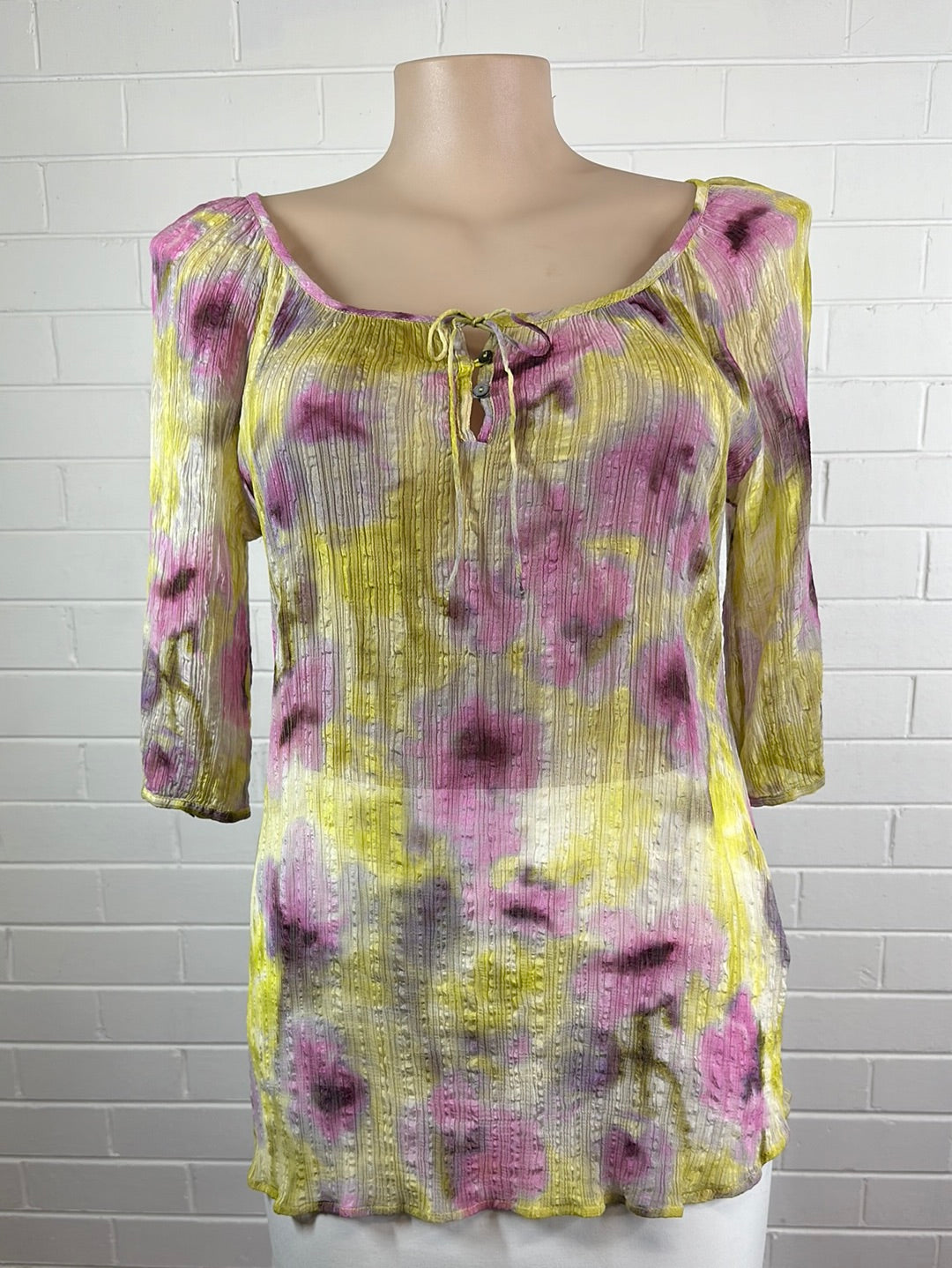 Anna Thomas | top | size 16 | three quarter sleeve | cotton silk blend | made in Australia