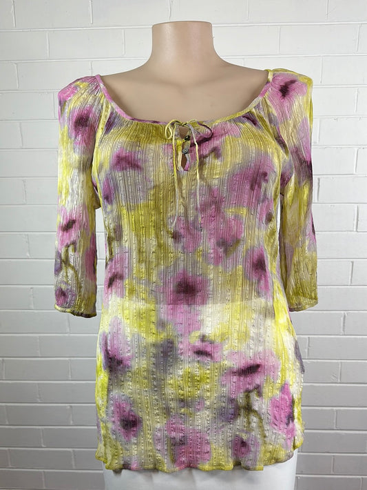 Anna Thomas | top | size 16 | three quarter sleeve | cotton silk blend | made in Australia