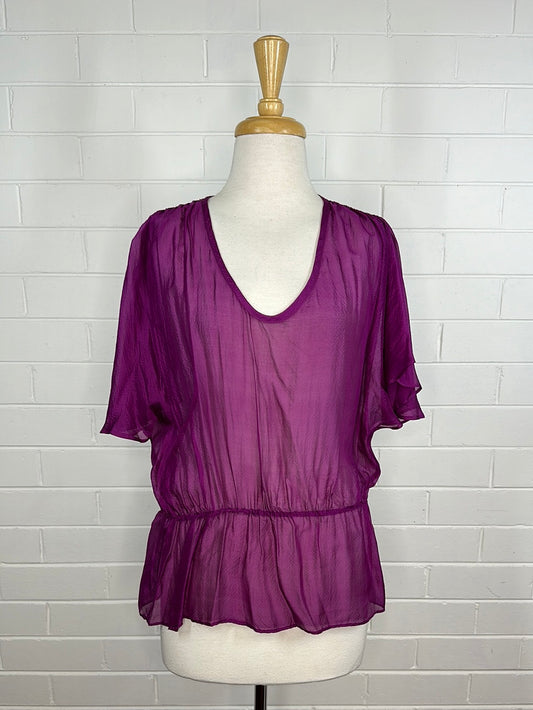 Satch | top | size 10 | short sleeve | 100% silk