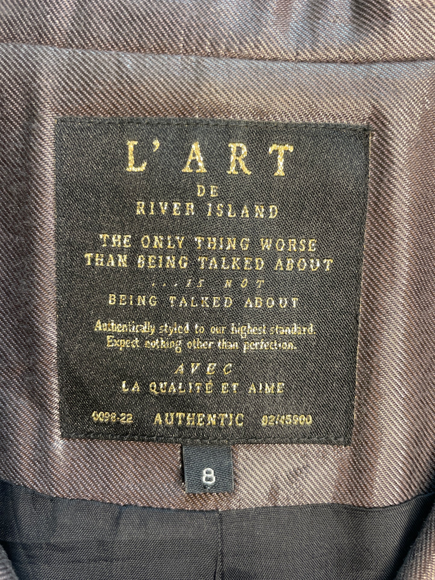 L'Art de River Island | London | jacket | size 8 | single breasted