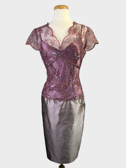 Anthea Crawford | vintage 90's | skirt & top set | size 10 | knee length | 100% silk | made in Australia 🇦🇺