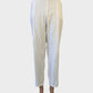 Designer Ricki Renee classic white straight leg pants with high rise elasticated waist, slash front pockets, and patch back pockets for smart casual wear.