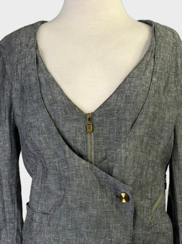 sass & bide | jacket | size 10 | double breasted | 100% linen