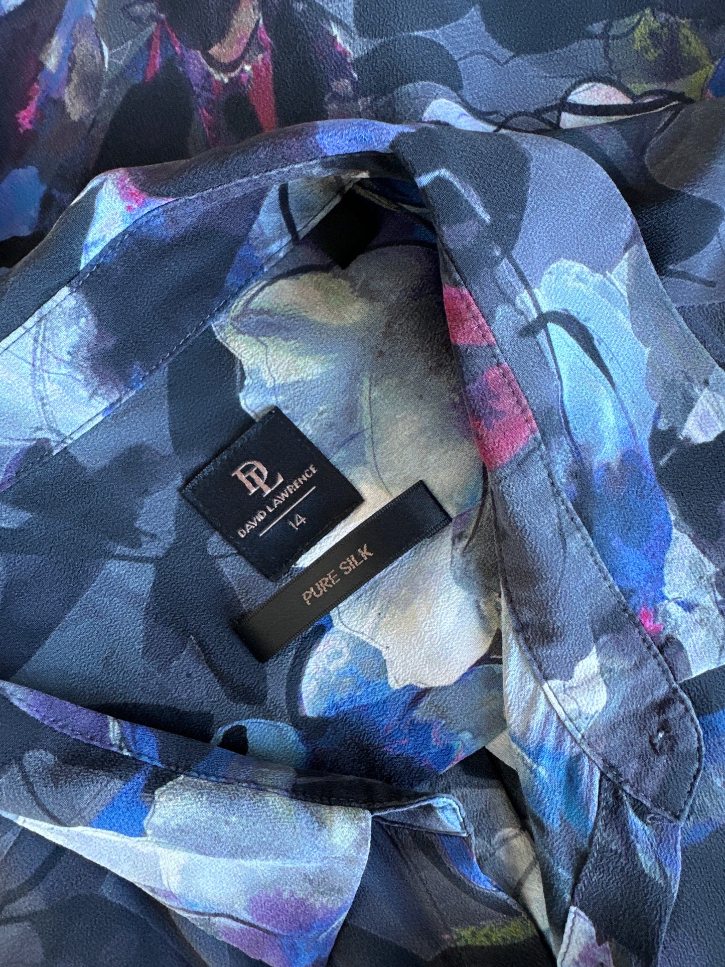 David Lawrence | shirt | size 14 | long sleeve | 100% silk