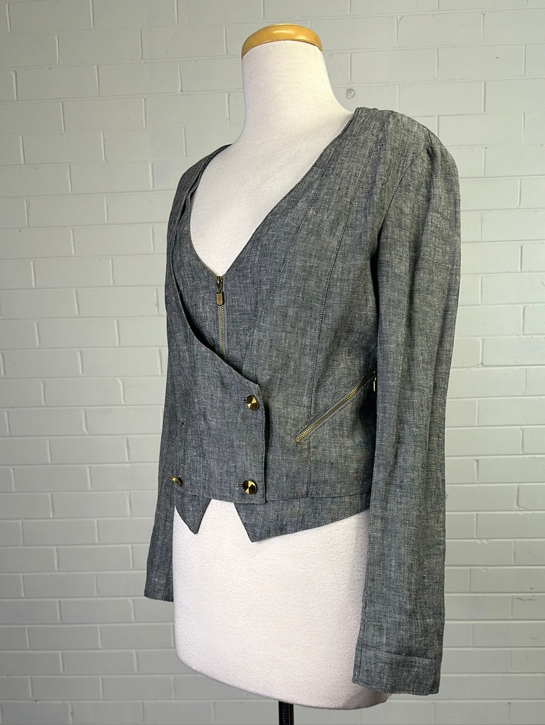 sass & bide | jacket | size 10 | double breasted | 100% linen