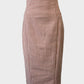 Cue classic pencil skirt in brown and white gingham with contour waist and back vent for office wear.