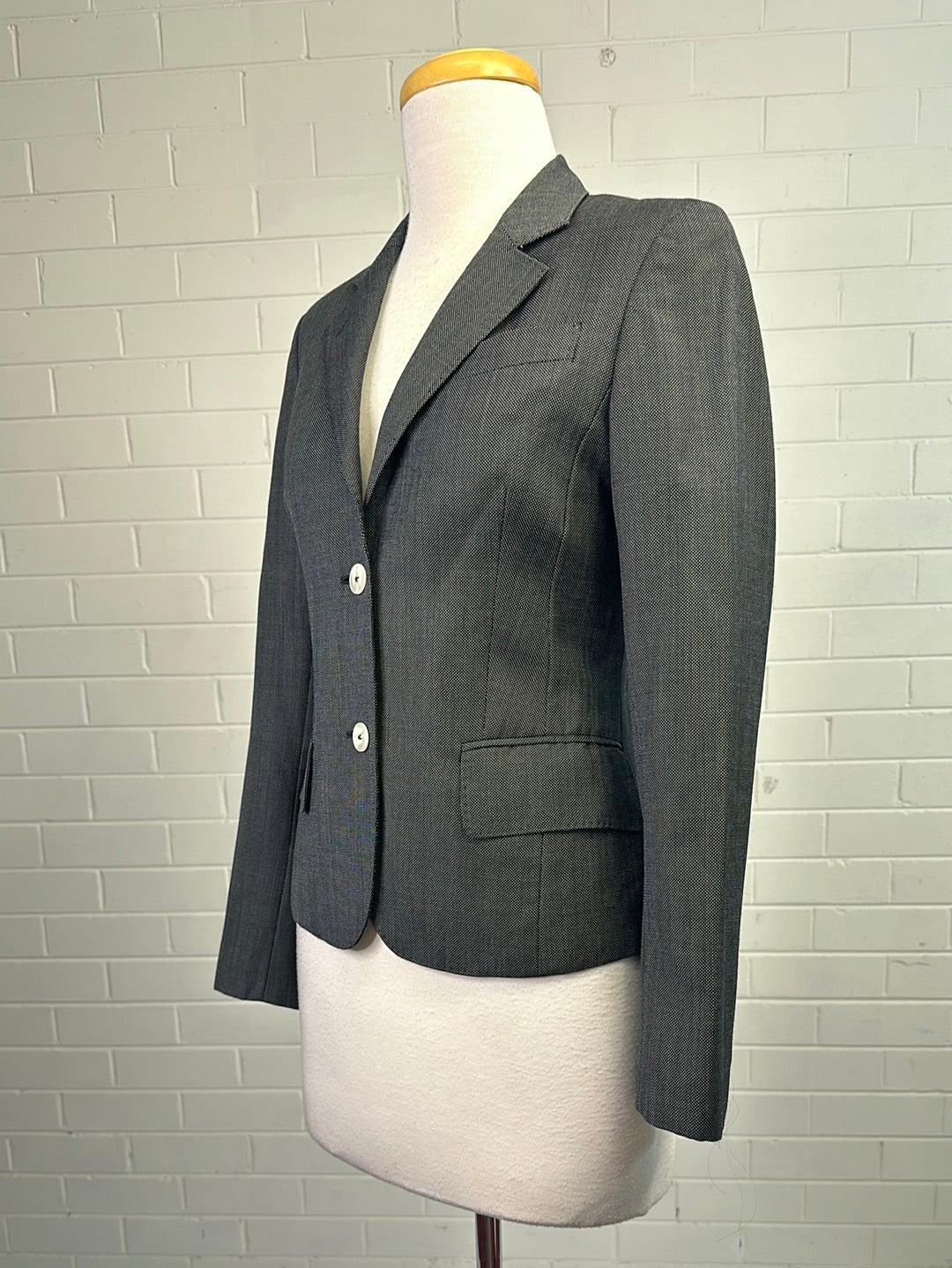 Herringbone | jacket | size 6 | single breasted | 100% wool