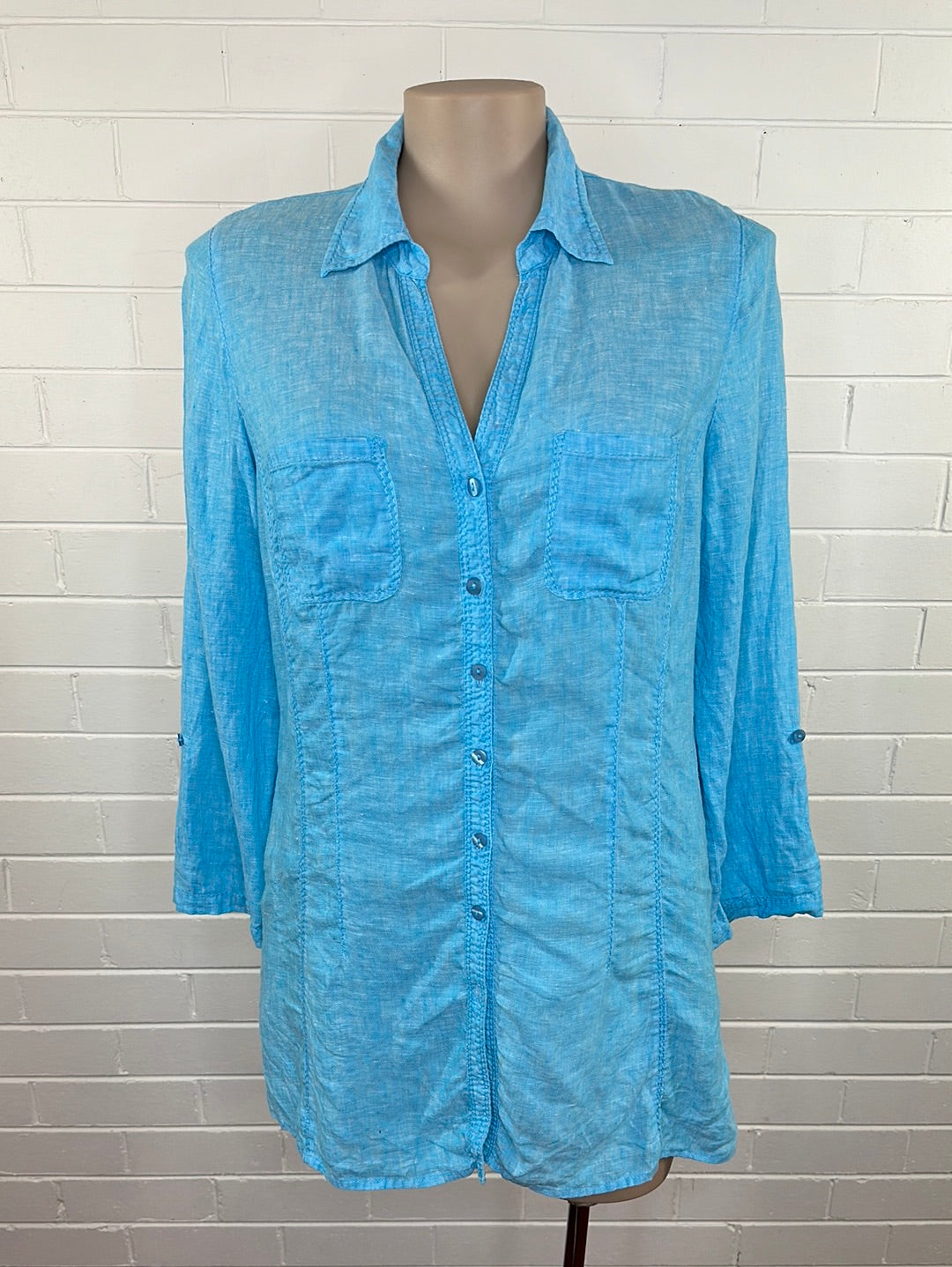 Maggie T | shirt | size 14 | long sleeve | 100% linen