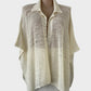 Designer Sara Pacini classic cream crochet shawl featuring a notched collar for smart casual or office wear.