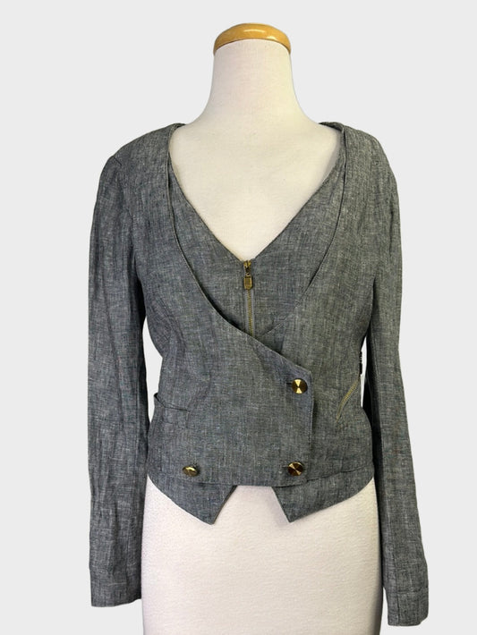 sass & bide | jacket | size 10 | double breasted | 100% linen