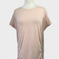 Designer Scotch & Soda sleeveless blush pink jersey top with satin side panels, crepe-insert drop shoulders, and bateau neck for office or smart casual wear.