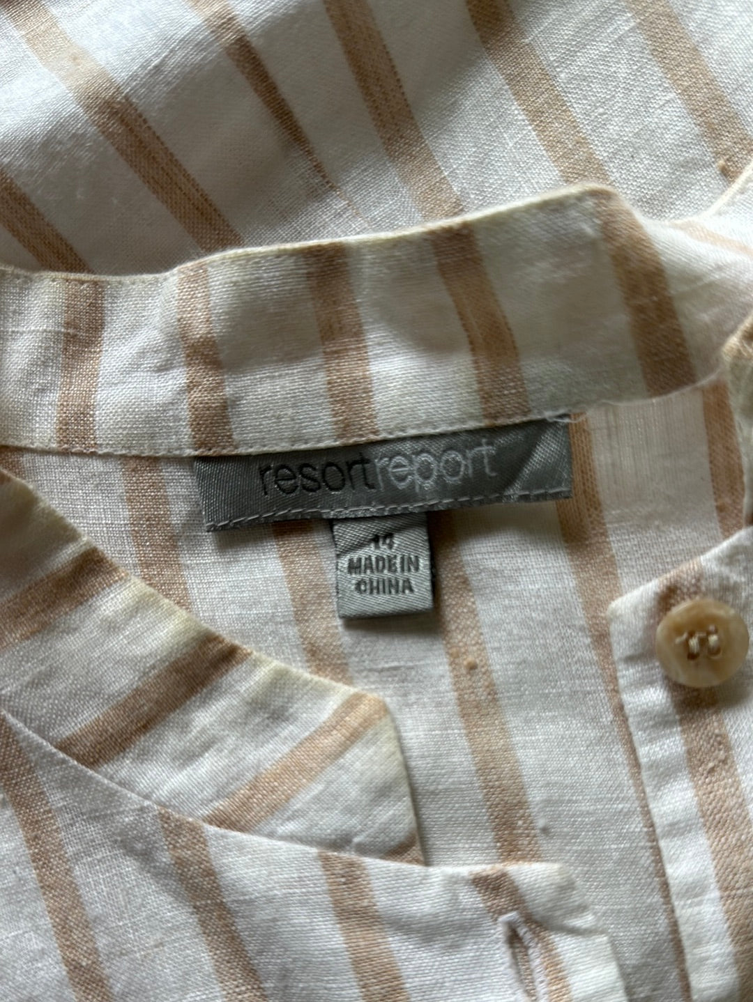 Resort Report | shirt | size 14 | sleeveless | 100% linen