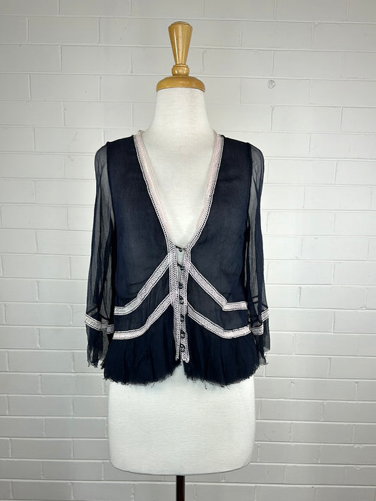 Sass & Bide | shirt | size 8 | long sleeve | 100% silk