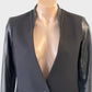 Arthur Galan | jacket | size 8 | single breasted | cotton wool blend with leather trim