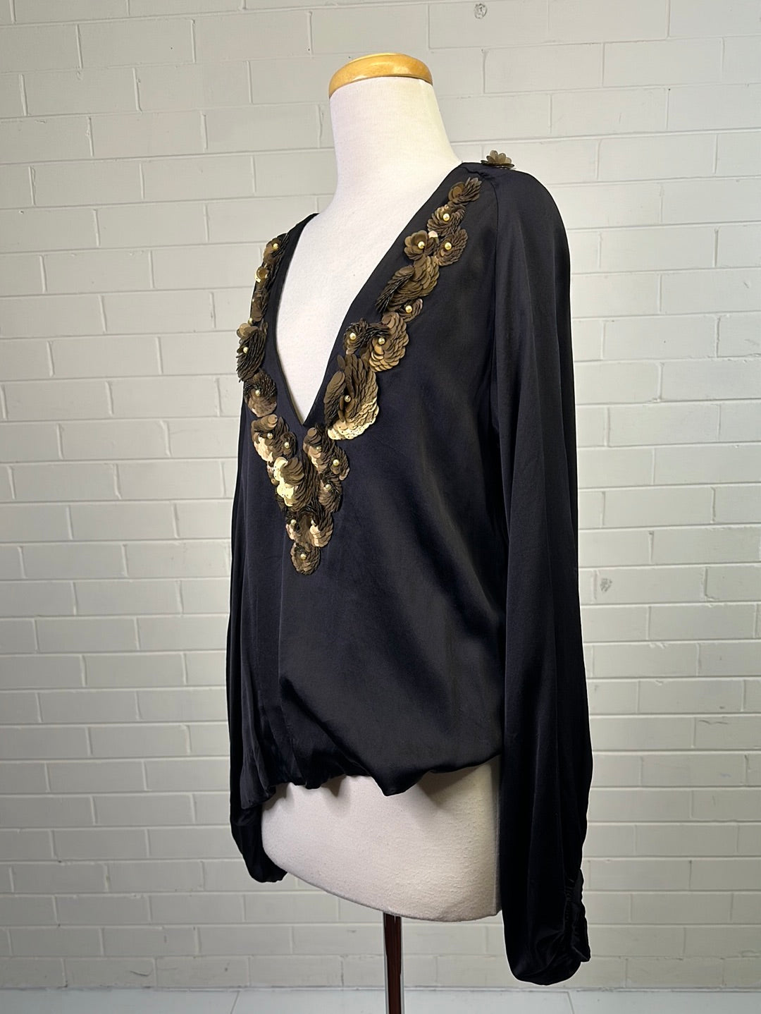 Nolita | Italy | top | size 12 | long sleeve | 100% silk