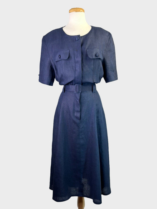 Blooms | Vintage 80's | dress | size 14 | maxi length | 100% linen