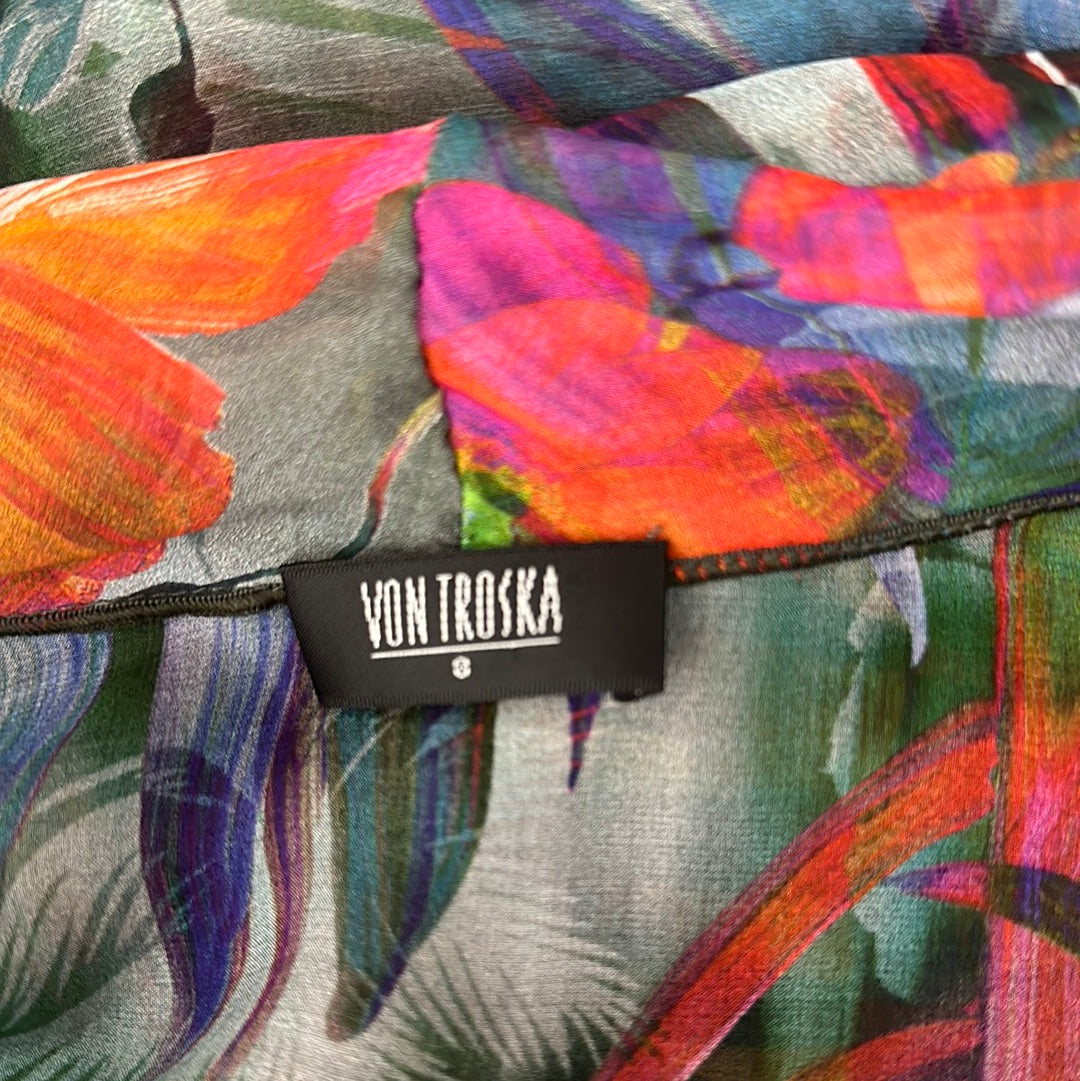 Von Troska | vintage 90's | jacket | size 8 | open front | 100% silk