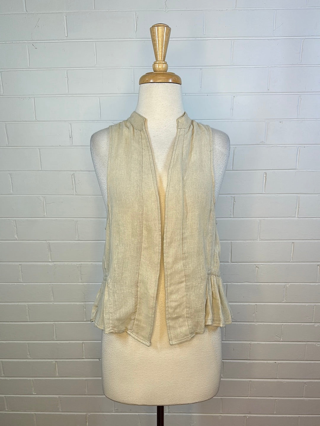 Lee Mathews | vest | size 12 | open front | linen cotton blend