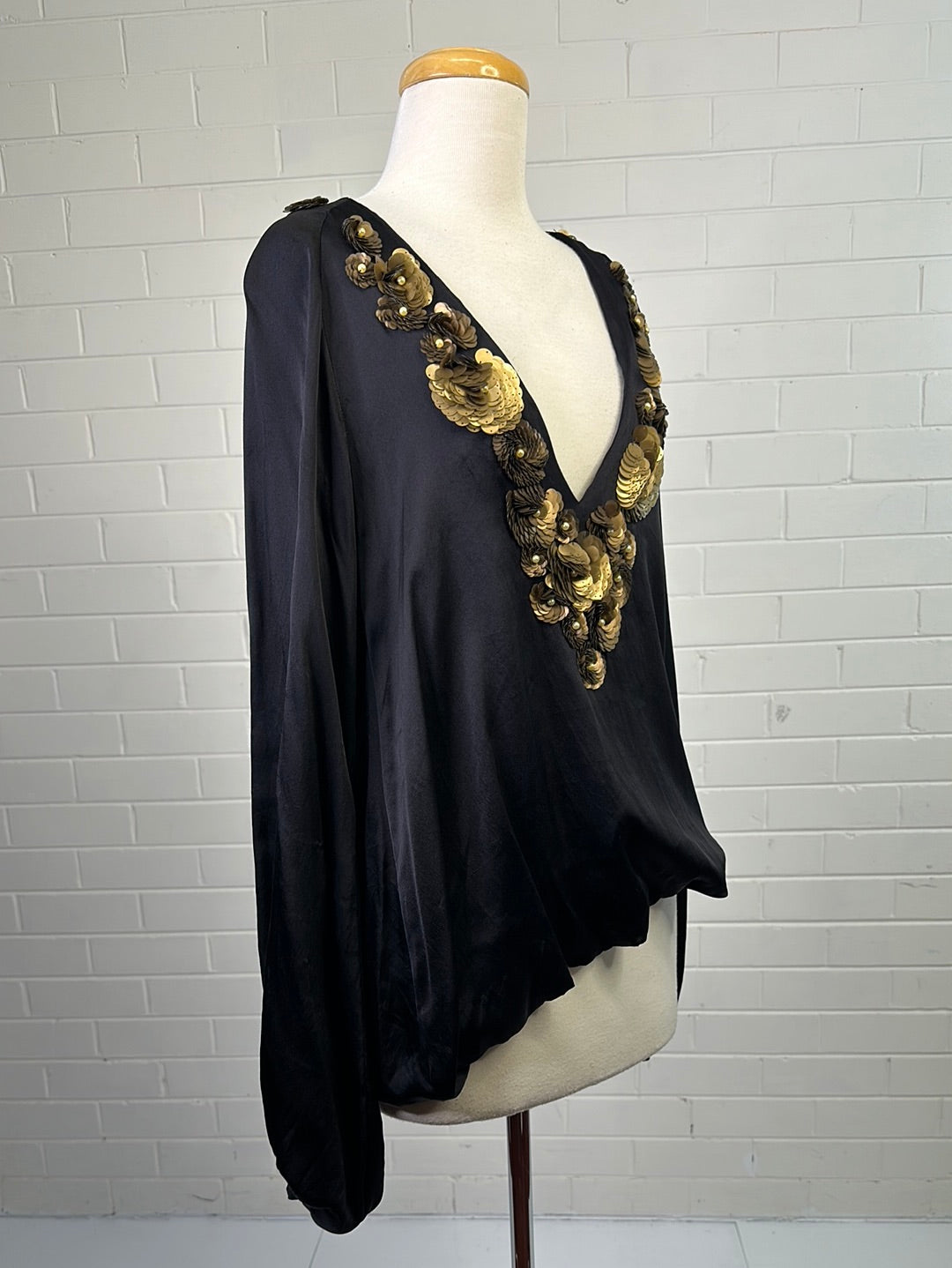 Nolita | Italy | top | size 12 | long sleeve | 100% silk