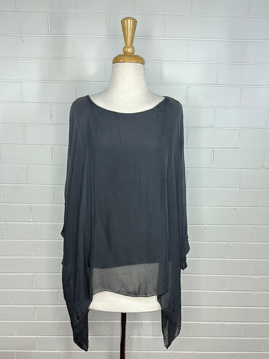 Izzy Milano | Italy | top | one size | long sleeve | 100% silk | new with tags