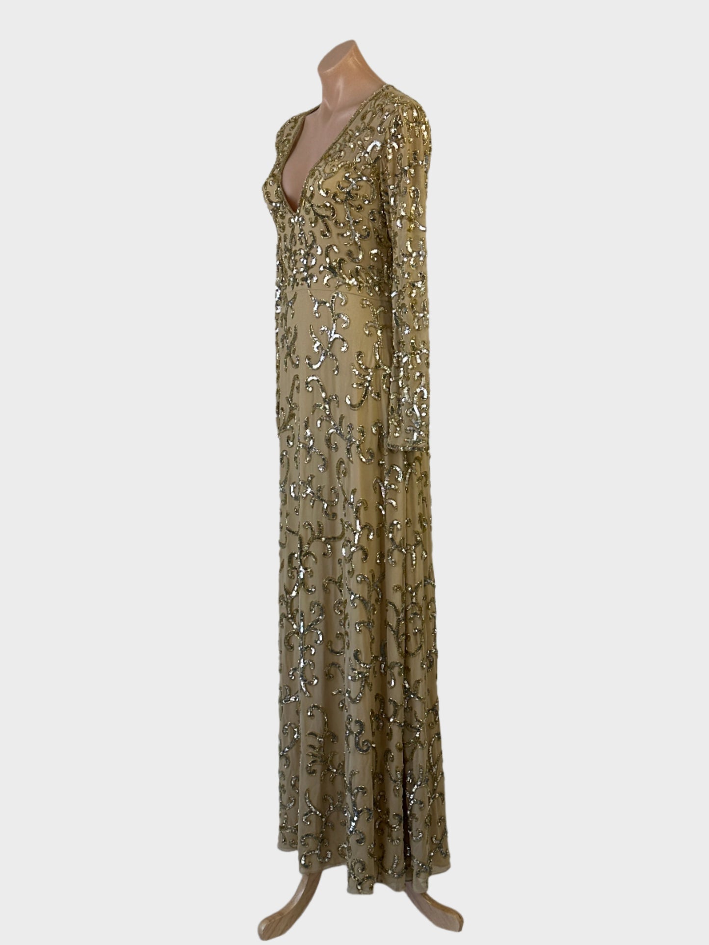 Virgos Lounge | London | gown | size 12 | maxi length | hand embroidered