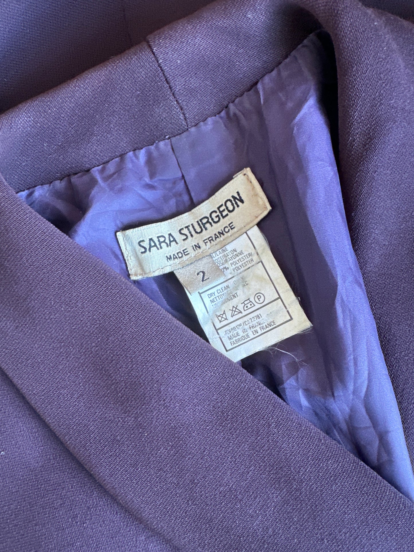 Sara Sturgeon | UK | vintage 90's | coat | size 10 | single breasted | made in France