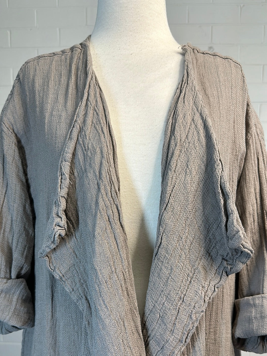 Nina Kendosa | Paris | jacket | one size | open front | linen cotton blend | made in Italy