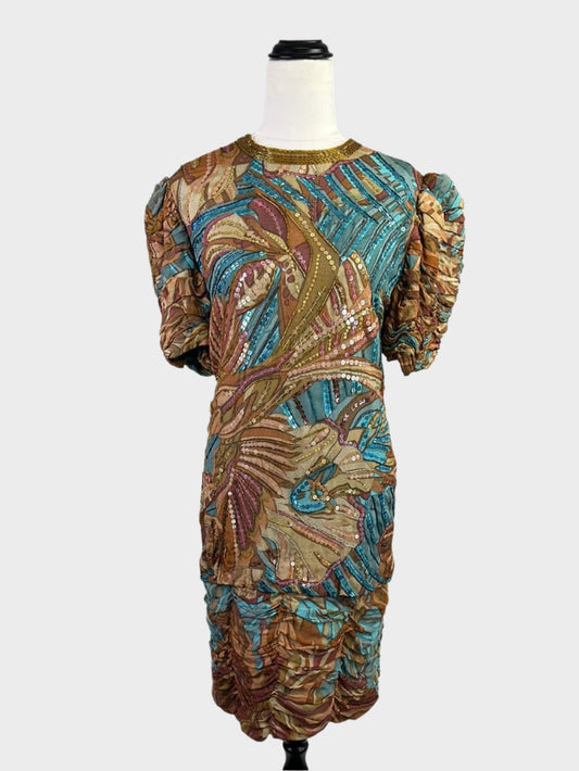 Judith Ann Creations | New York | vintage 80's | dress | size 8 | knee length | 100% silk