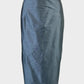 Vintage 90's straight skirt in steel grey silk shantung with a contour waist and back vent for evening or formal wear.