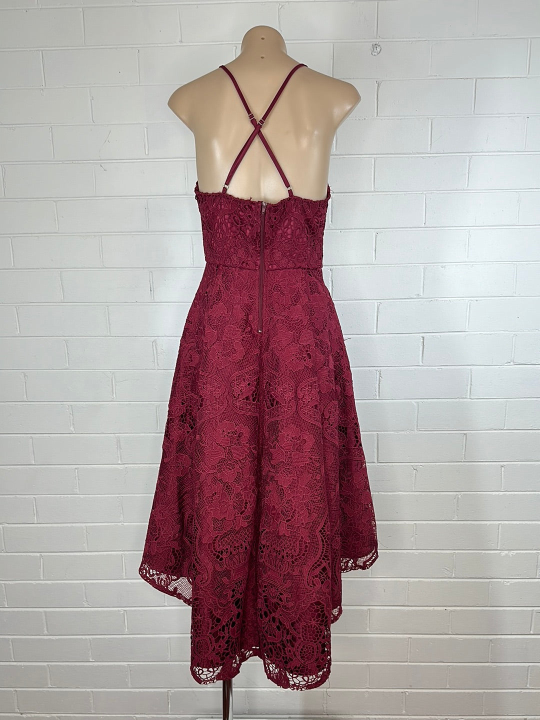 One wish burgundy lace midi clearance dress