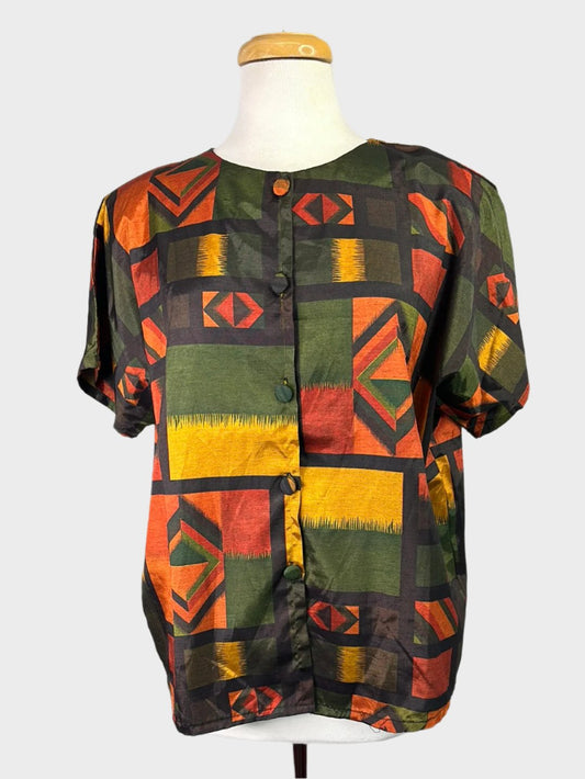 Chindamanee | Thailand | vintage 80's | shirt | size 10 | short sleeve | 100% silk